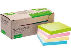 Sticky Notes Gerecycled 76x76mm Pastel Kleuren Doos à 12 stuks