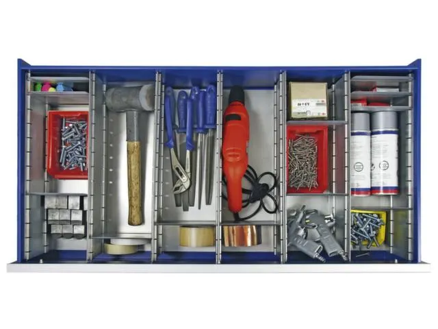 lade-indelingsset,18vakken,v. front H 200mm,staal verzinkt