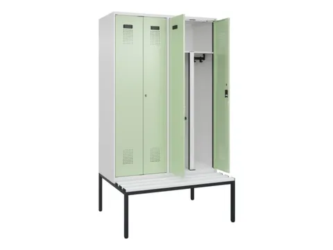 PBM-locker met bank,HxBxD 2120x1200x815mm,4vak,vak B 300mm