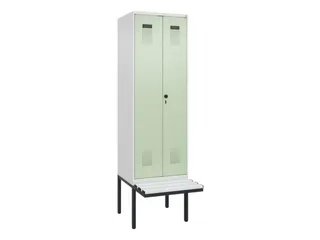 locker met bank,voor scheiding van kleding,HxBxD 2120x600x815mm,2vak - 2