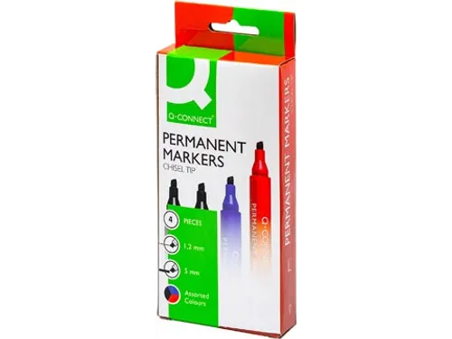 Permanente Marker Schuine Punt Assorti 4 Stuks