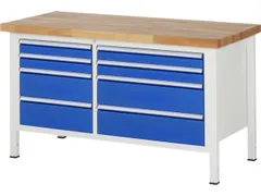 werkbank,HxBxD 840-1040x1500x700mm,beukblad,draagverm. 1250kg,4voeten