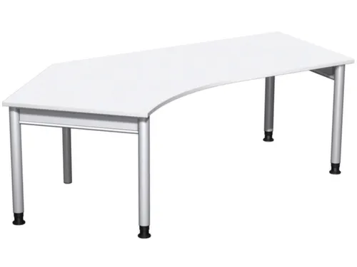 In hoogte verstelbaar hoekbureau,HxBxD 680-820x2166x1130mm,blad wit
