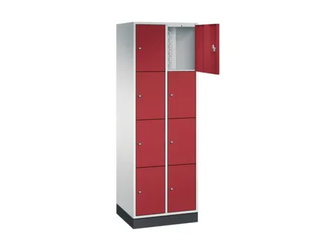 lockerkast,RAL 7035/RAL 3003,HxBxD 1950x620x500mm,2x4vakken,cil.-slot