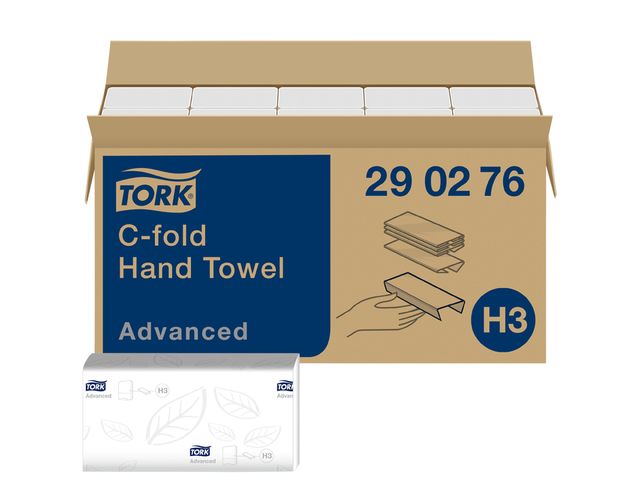 Handdoek Tork H3 C-vouw Advanced 2-laags wit 290276 | HanddoekDispensers.nl