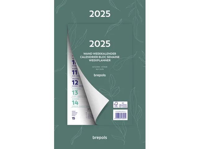 Weekkalender 2027 Brepols 190x130 7dagen/1pagina Fantasie assorti