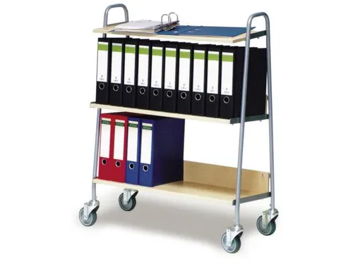 Ordnerwagen,Draagverm. 120Kg,3Etage(S),Houten Legborden,3Legborden