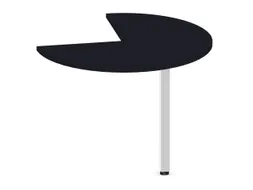 aanbouwtafel,i.h.v.,HxØ 720-840x1000mm,driekwartrond,CC-zwart