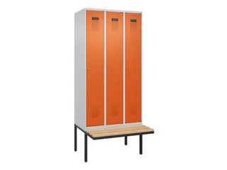 locker met bank,voor scheiding van kleding,HxBxD 2120x900x815mm,3vak - 2