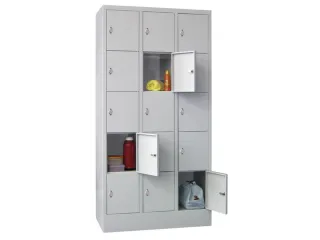 lockerkast,HxBxD 1850x900x500mm,3x5vakken,RAL7035,front RAL3000 - 1