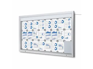 Outdoor mededelingenbord 24x A4 met logopaneel LED verlicht - 1