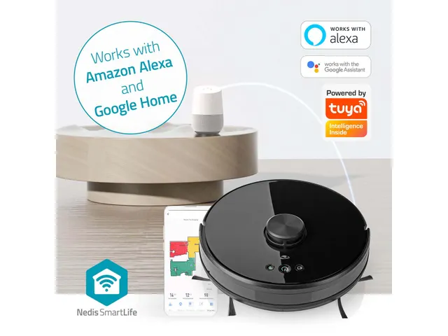 Robotstofzuiger Nedis wifi laser 3-in-1 zwart
