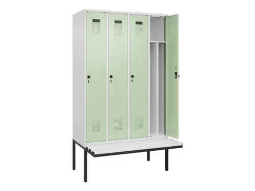 locker met bank,voor scheiding van kleding,HxBxD 2120x1200x815mm,4vak