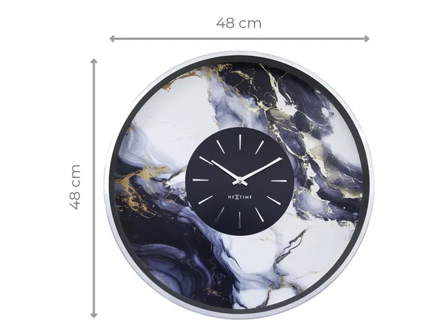 Wandklok NeXtime Marble Duo 48cm zilver metaal