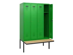locker met bank,HxBxD 1950x1200x815mm,4vak,vak B 300mm,cilinderslot