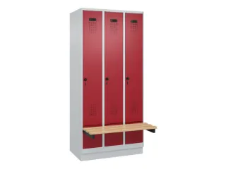 locker met bank,HxBxD 1950x900x815mm,3vak,vak B 300mm,draaigrendel - 2
