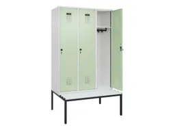 locker met bank,HxBxD 2120x1200x815mm,3vak,vak B 400mm,draaigrendel