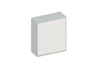 Schuifdeurkast 1150x1000x430mm Romp Lichtgrijs Decor Front Wit - 1