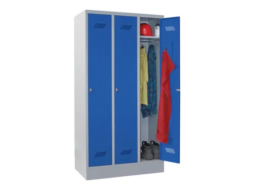 locker,HxBxD 1850x900x500mm,3vak,vak B 300mm,RAL7035,front RAL5010