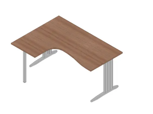 hoek-bureau,HxBxD 730x1600x1200mm,blad canaletto-hout,verdieping links