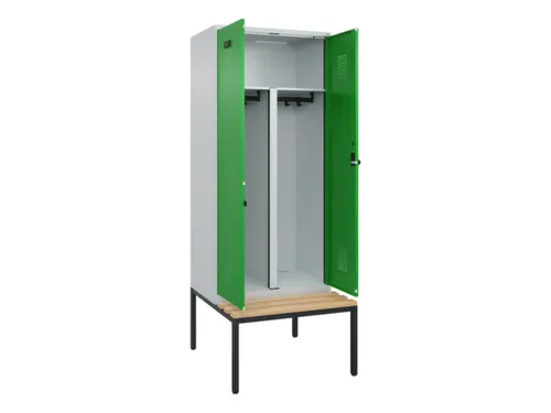 PBM-locker met bank,HxBxD 2120x800x815mm,2vak,vak B 400mm,draaigrendel