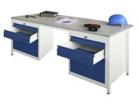 Werkplaatsbureau Bxdxh 1700x800x720mm 6laden Ral7035 Front Ral5010