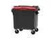 Container 1100 liter split deksel Grijs Rood Kunststof