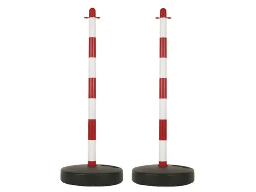 Afzetpaal Rood Wit Voor Signalisatieketting Set 2 stuks