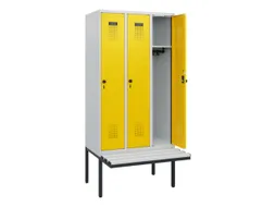 locker met bank,HxBxD 1950x900x815mm,3vak,vak B 300mm,draaigrendel