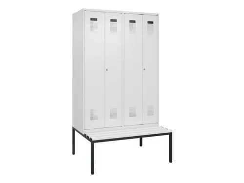 locker met bank,voor scheiding van kleding,HxBxD 2120x1200x815mm,4vak