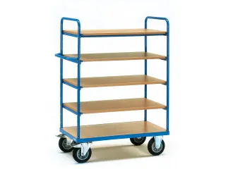 Etagewagen 8243 5 Etages Hout 600kg Laadvlak 1200x800mm Ral5007 - 1