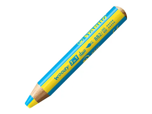Kleurpotloden STABILO 882 woody 3 in 1 duo puntenslijper assorti 5st