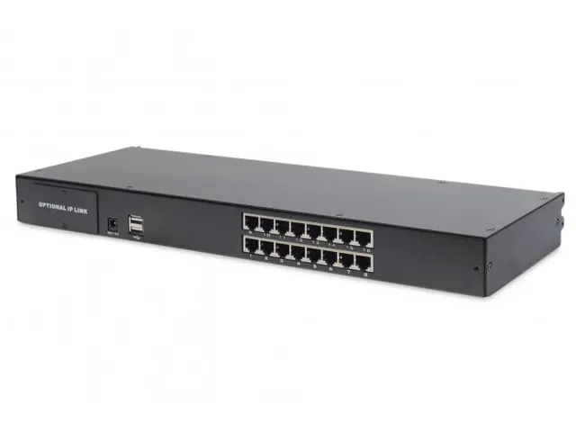 19inch TFT-console 16-poorts CAT5 KVM touchpad Frans toetsenbord Zwart