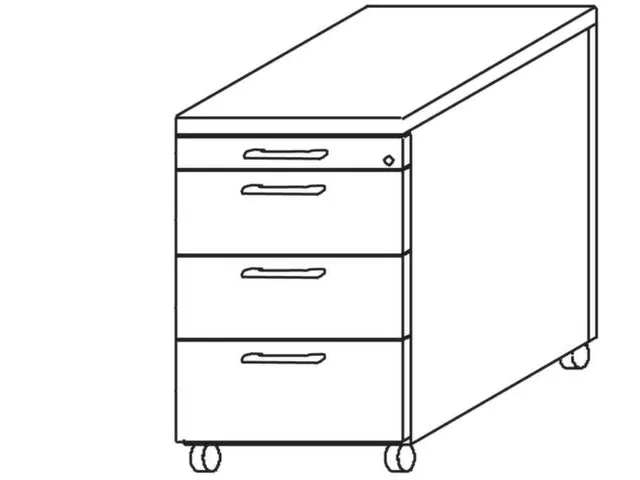 Mobiel Ladeblok 570X430X800Mm Centr. Vergrendeling Rollen Onyxgrijs