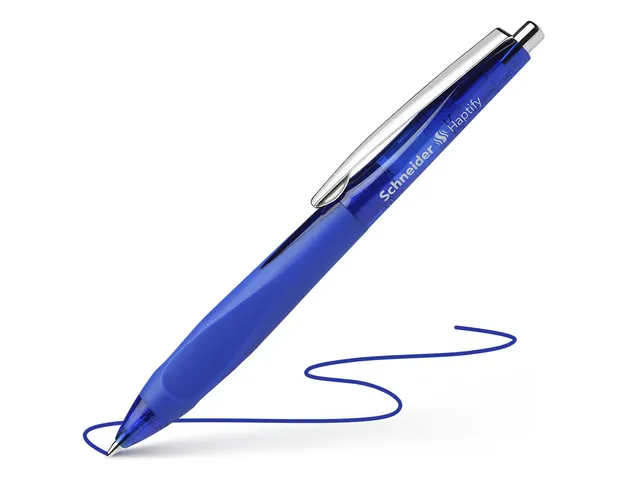Balpen Schneider Haptify blauw omhulsel, blauwschrijvend