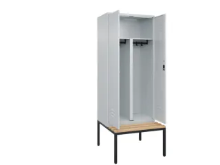 PBM-locker met bank,HxBxD 2120x800x815mm,2vak,vak B 400mm,cil.-slot - 2