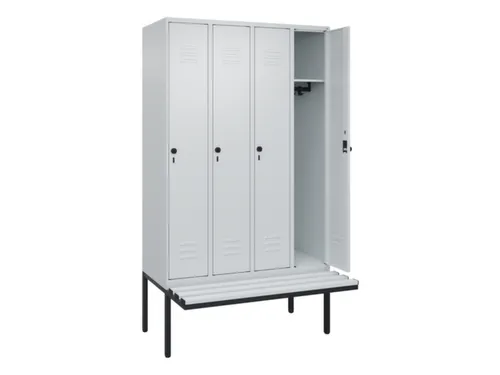 locker met bank,HxBxD 2120x1200x815mm,4vak,vak B 300mm,draaigrendel