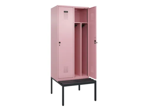 locker met bank,voor scheiding van kleding,HxBxD 2120x800x815mm,2vak
