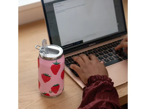 Thermosbeker Les Artistes Paris blik 280ml Strawberry met rietje