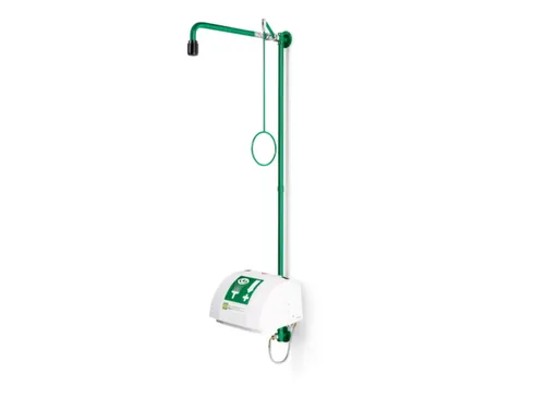plens-/oogdouche,m. wasbak m. afdekking,RVS/messing,groen