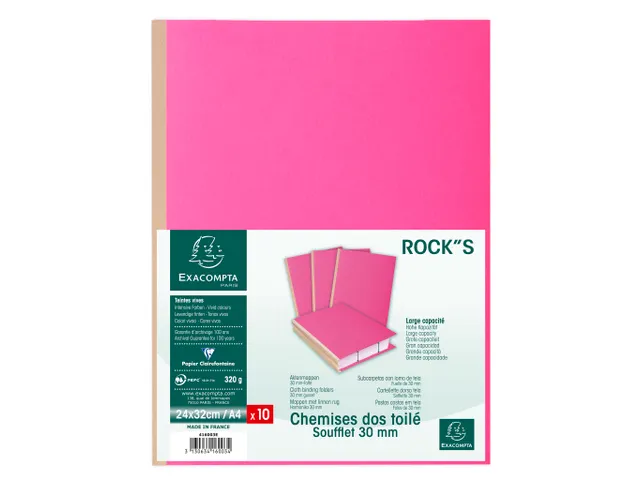 Uitschuifmap 416003e linnen rug ROCK"S 320 roze 10 Stuks