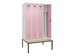 locker met bank,voor scheiding van kleding,HxBxD 2120x1200x815mm,4vak