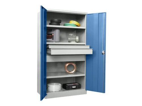 systeemkast,HxBxD 1950x1040x630mm,3xStalen bodem,RAL7035,front RAL5012