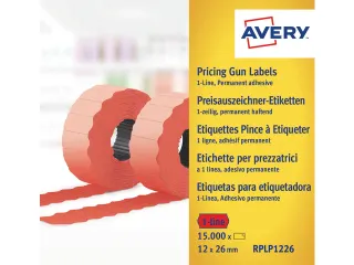 prijstangetiketten Avery permanent 12x26mm rood 10 rol in doos - 1