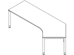 In hoogte verstelbaar hoekbureau 680-820x2570x1130mm wit
