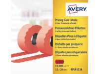 prijstangetiketten Avery permanent 12x26mm rood 10 rol in doos