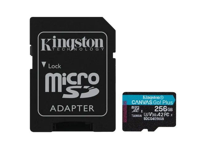 256GB microSDXC Canvas Go! Plus Gen4 200MB/s A2 U3 V30 kaart + adapter