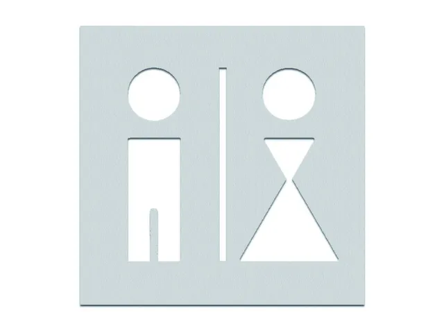 deurbord,wc dames/heren gescheiden,RVS,zelfklevend,HxB 160x160mm