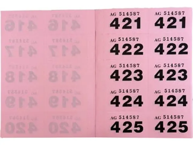 Genummerde Loterij- En Garderobetickets 1-1000