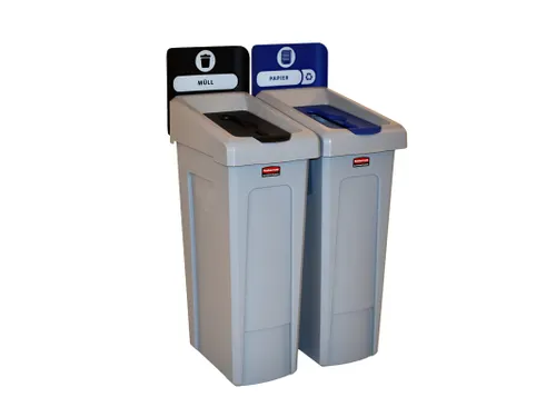 Slim Jim Recyclingstation Duits Deksel Gesloten Zwart Papier Blauw
